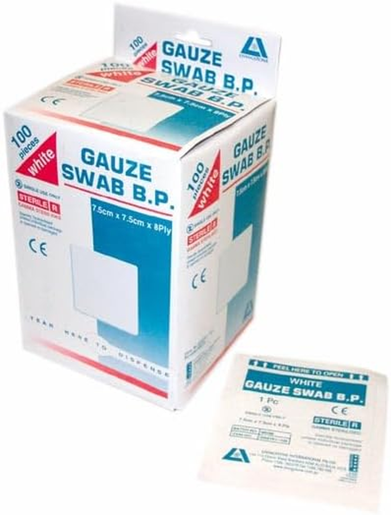 Liv Gauze Swabs 7.5 X 7.5 Cm X 8 Ply Sterile White 1 Piece/Pack 100 Packs/Dispenser Box