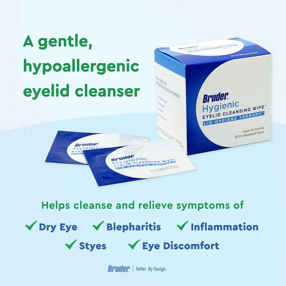 Bruder Hygienic Eyelid Cleansing Wipes | Rinse-Free Exfoliating Wipes Remove Excess Oil and Debris from Eyelids & Lashes | 30 Count Box image number 5