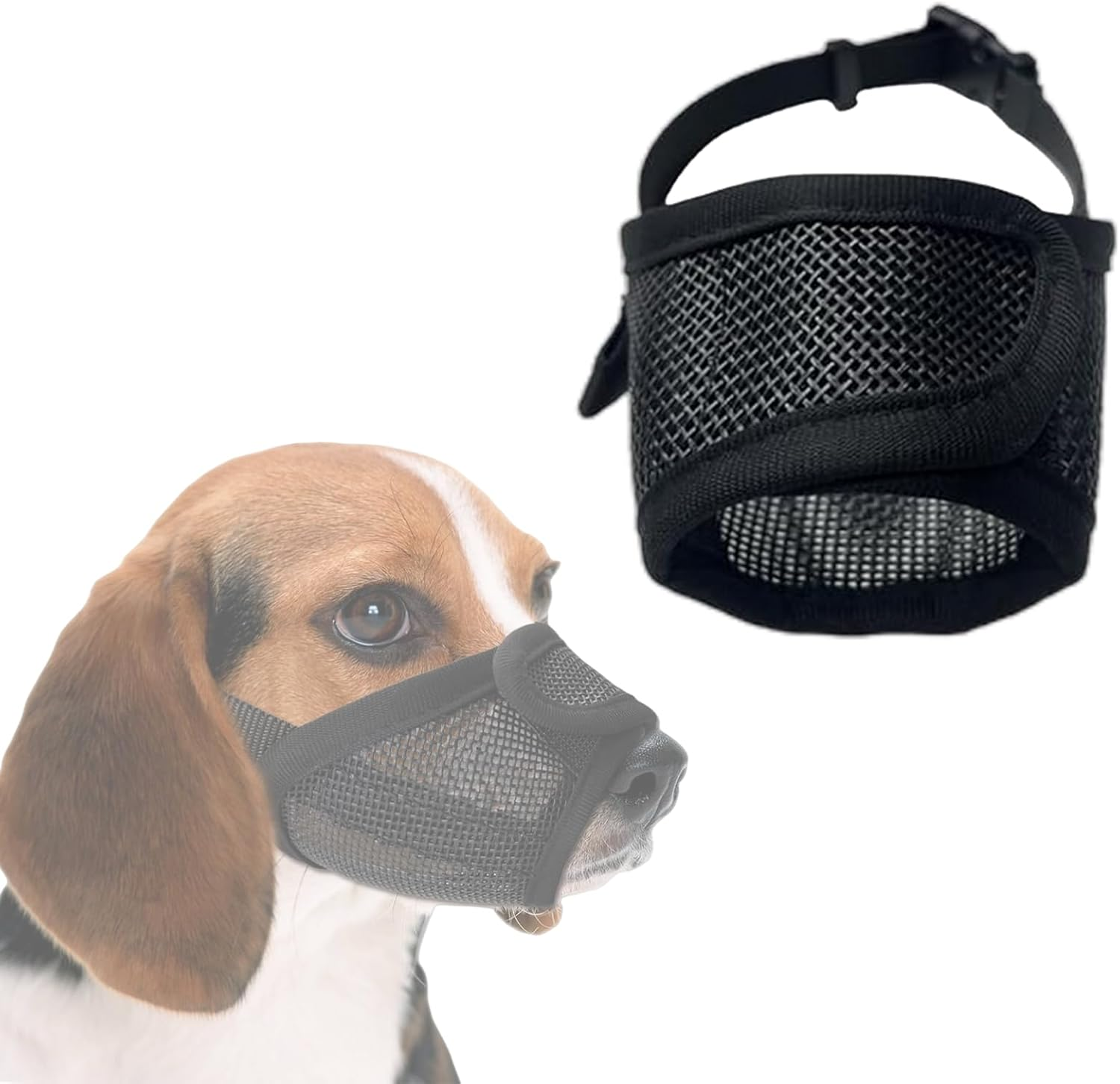 Hrenvaxil Muzzle, Anti-Bark Dog Muzzle, Adjustable Comfortable Breathable Mesh Muzzle for Small and Medium Dogs, Secure Fit for Safe Breathing and Drinking (Black) image number 1
