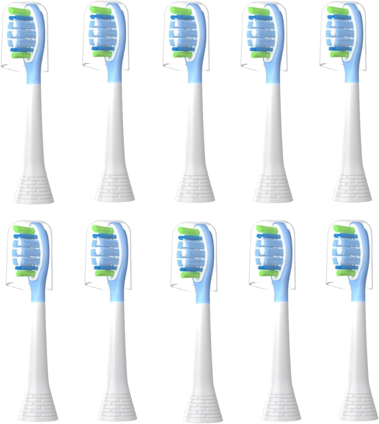 Silicone Wrapped Toothbrush Heads Compatible with Philips Sonicare C3 C2 G3 A3 W2 Replacement Heads, 10 Pack Brush Heads Compatible with Philips Sonicare Snap-On Toothbrush Handles, White image number 1
