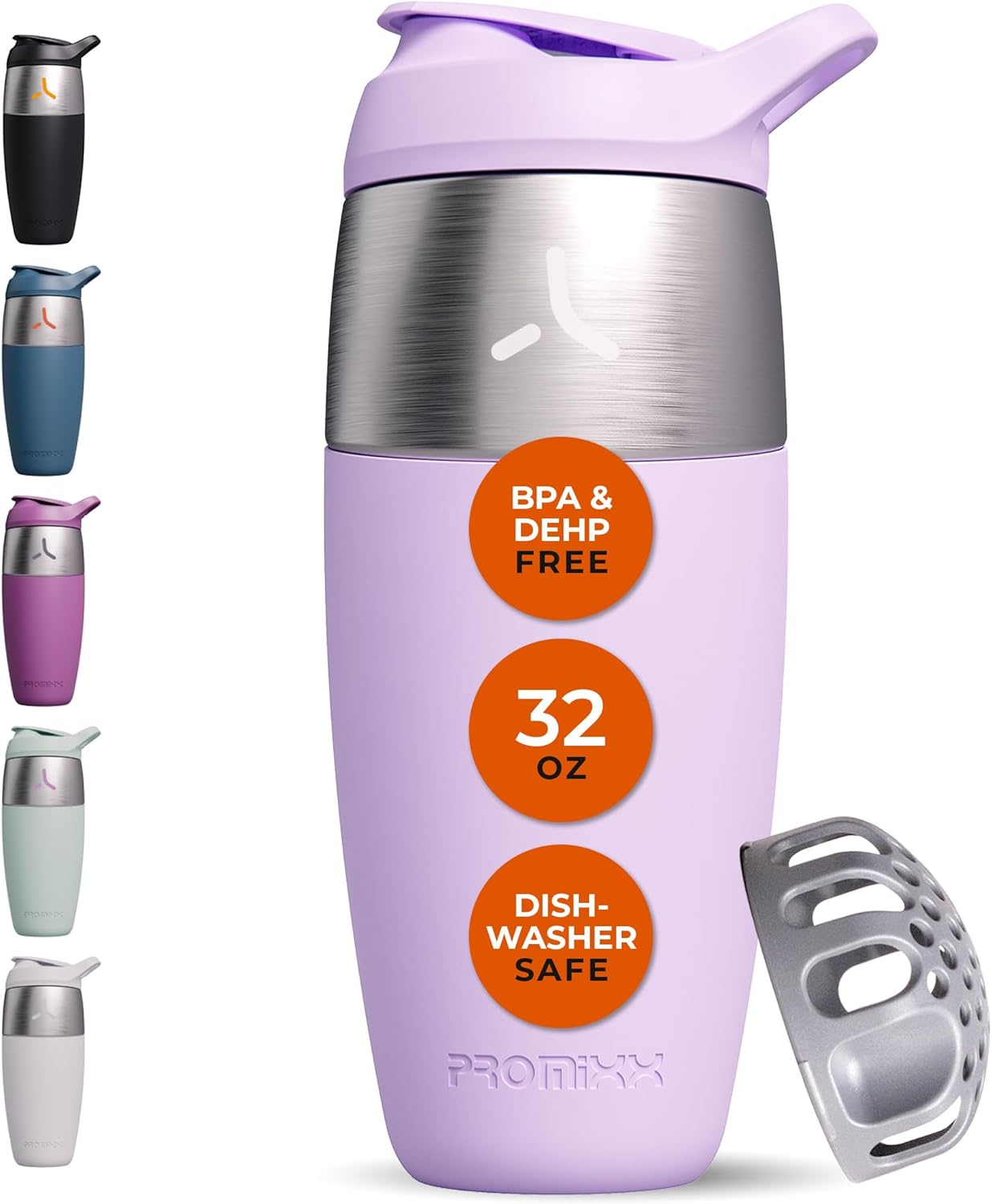 Promixx Pursuit 950Ml Shaker Bottle - Single Wall Stainless Steel Protein Shaker Bottle, Super Smooth Shakes, 32Oz, Ceramic White