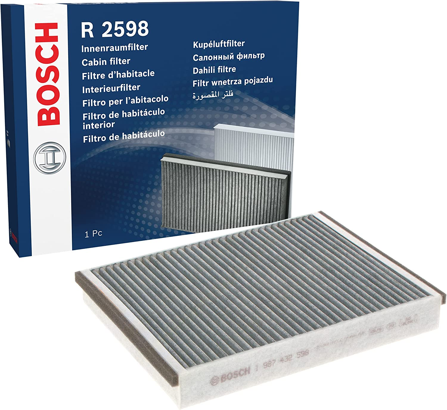 BOSCH R2598 Carbon Activated Cabin Filter Fits Ford Focus LW, LWII, Focus '15 DY, BM, Focus, Kuga '13 DM2 & Others image number 6