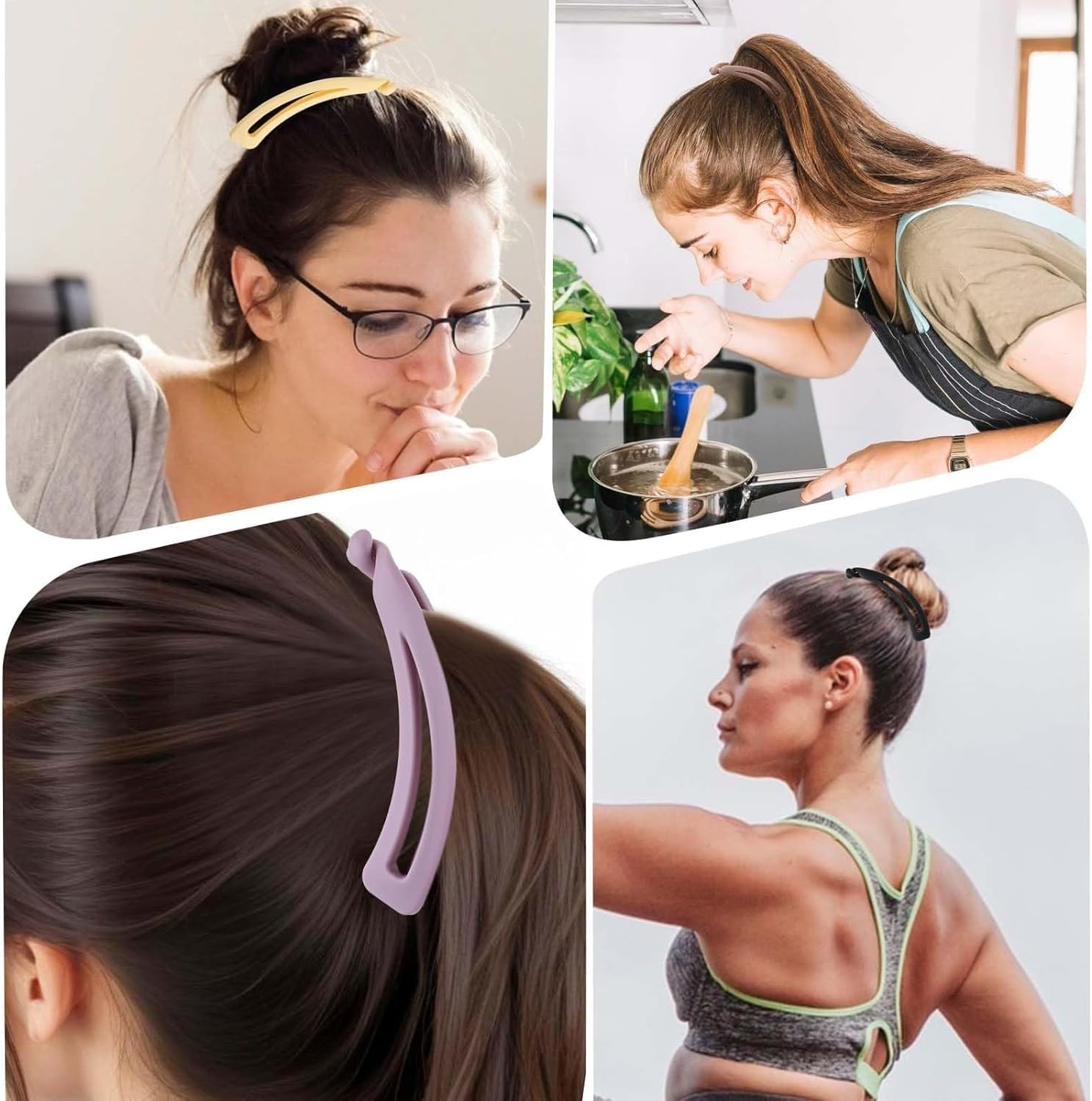 Nonslip Clincher Big Banana Comb, 4Pcs Banana Clip Clincher Comb Hair Grips,Big Matte Banana Hair Clip Clincher Comb for Women image number 5