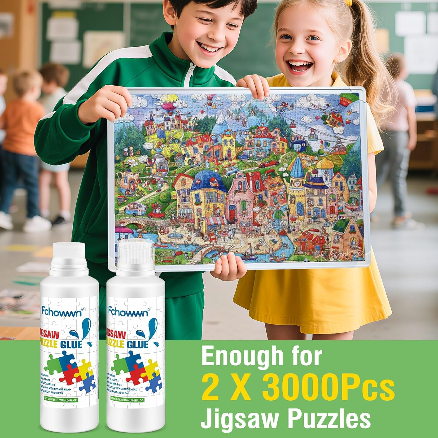 120Ml X 2 Jigsaw Puzzle Glue Clear,Updated Jigsaw Puzzle Glue with New Sponge Head,Non Toxic and Fast Drying,Easy to Use Adhesive for Preserving Puzzle Art Enrich Your Puzzle Experience image number 5