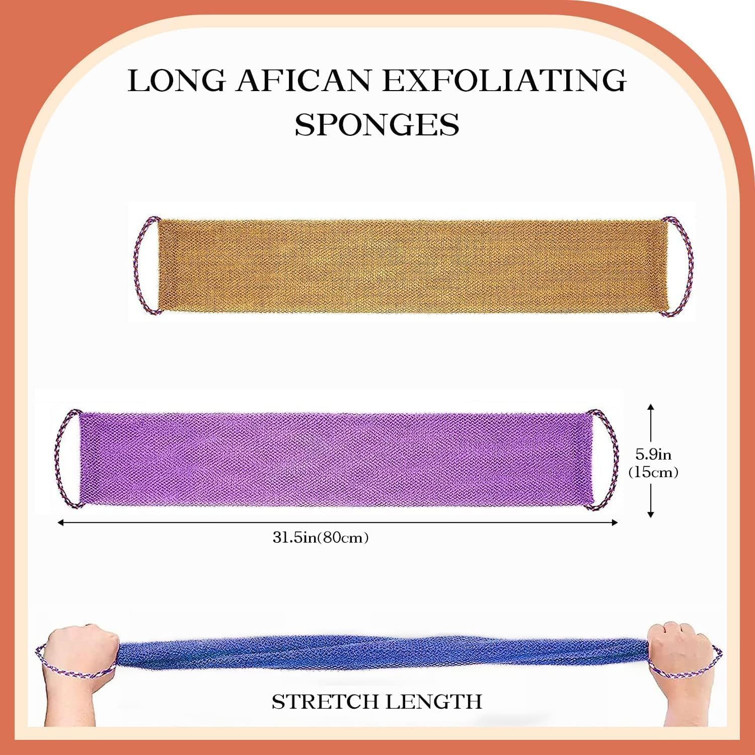3Pcs African Net Sponge with Knots, Long African Exfoliating Net Bath Sponge Wash Cloth for Back, Foot, and Scalp, Exfoliator and Body Scrubber, Shower & Bath Accessories for Women & Men image number 1