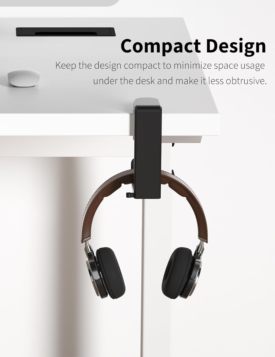 Headphone Hook - under Desk Headphone Holder with 360-Degree Adjustable Rotation, Black image number 3