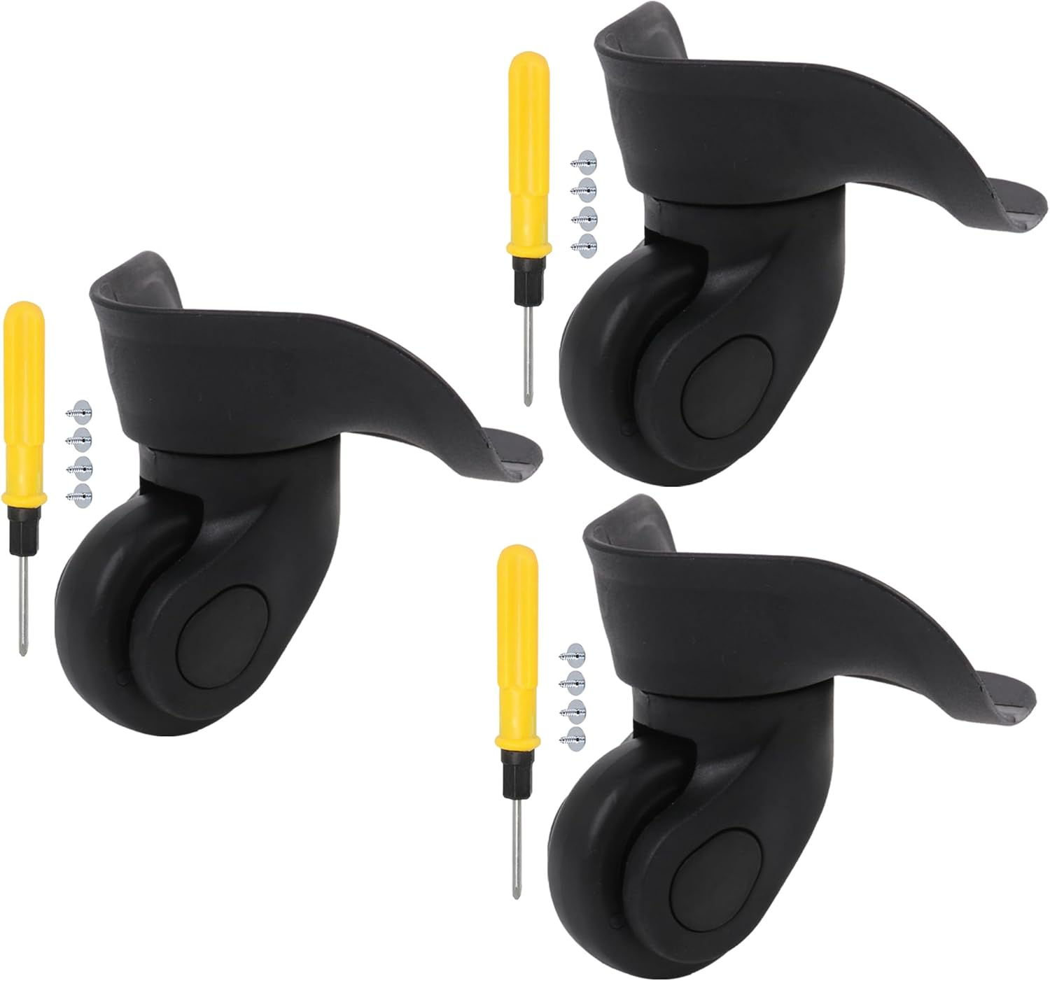 Logyues 3Pcs Universal Swivel Wheel Left (Big) Suitcase Wheel (3L) 115W Series W041 Wheel Replacement Black image number 3