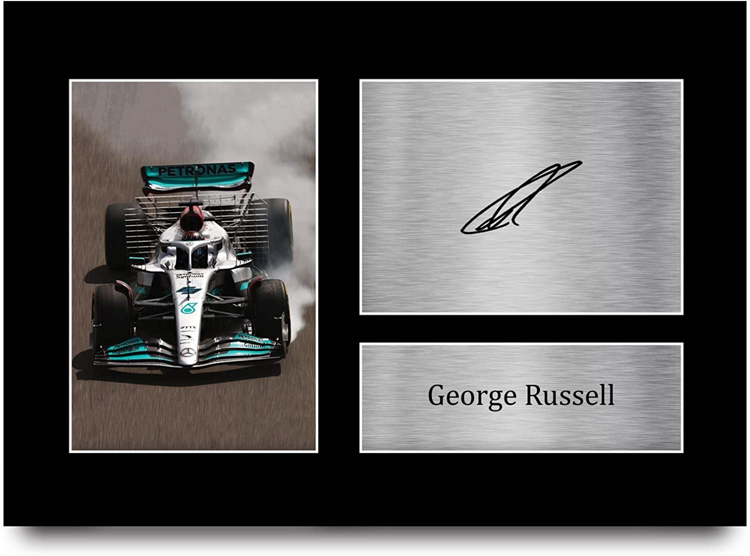 HWC Trading FR A4 George Russell Formula 1 Gifts Printed Signed Autograph Picture for F1 Formula 1 Racing Fans - A4 Framed