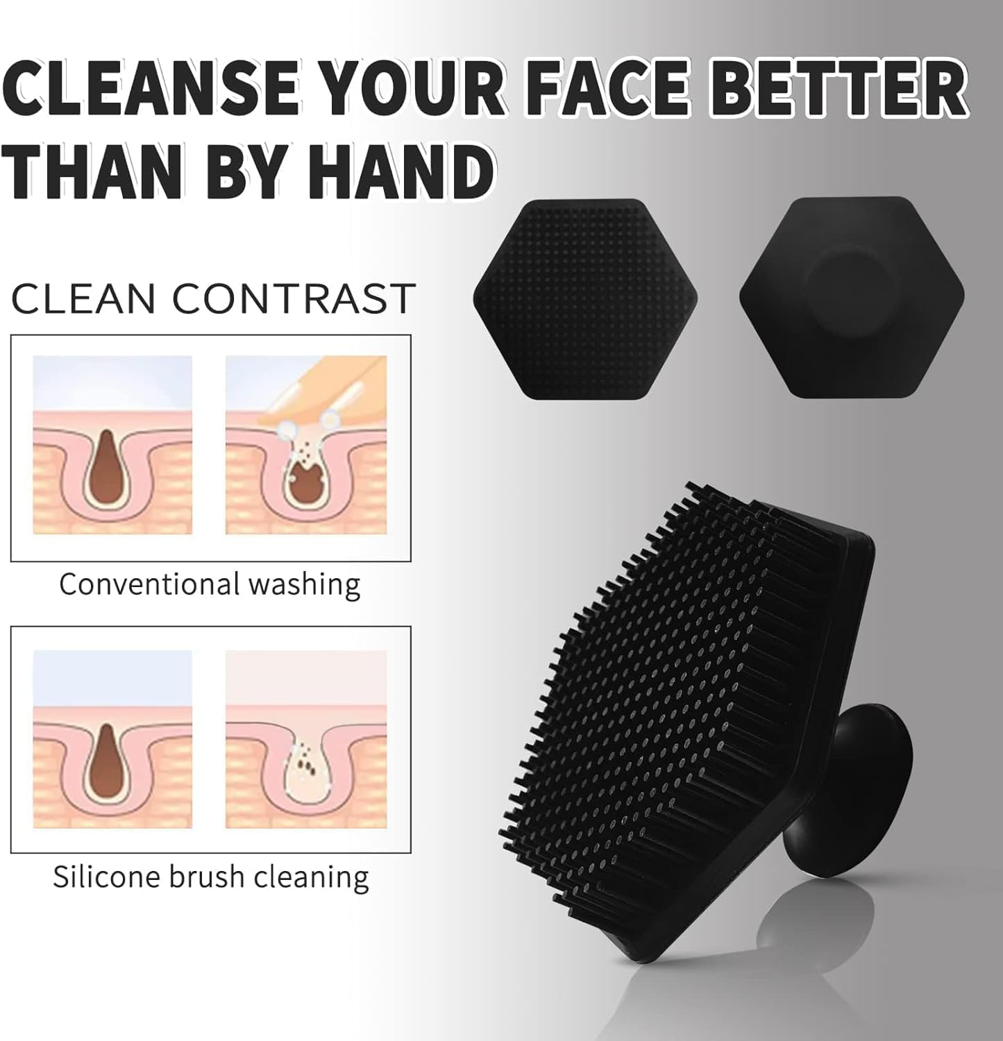 Face Scrubber,Silicone Shower Brush Handheld Cleansing Skin Brush,Gentle Exfoliator Pad and Massager, Removes Dead and Dry Skin image number 2
