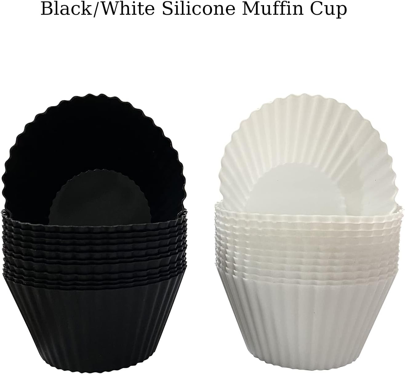 Reusable Silicone Baking Cups, Silicone Baking Molds, Matte Black and Matte White 24 Pack. image number 4