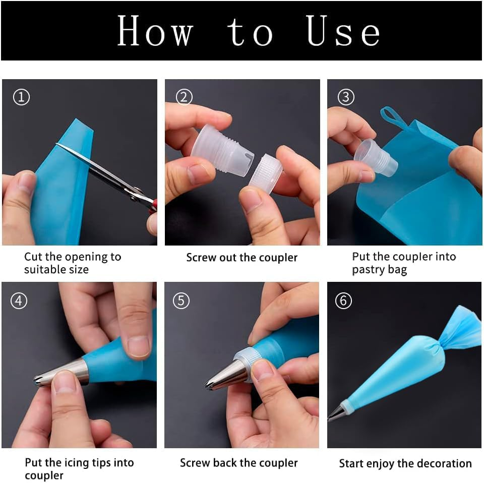 GZMAISULEE 40PCS Piping Bags and Nozzles Set, 12 Inch Pastry Bags, Cakes Decorating Kit, Silver, Stainless Steel, Silicone, Plastic, Petal, Star, Leaf, Round, Flower, Basketweave, Cake Decorating Kit image number 2