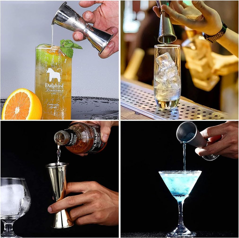 304 Stainless Steel Cocktail Double Jigger, 3 Pack Japanese Style Bar Measuring Jigger Cocktail Alcohol Measuring Tools for Bartender Bartending, 15/30Ml 30Ml/50Ml 30Ml/60Mlz, Silver image number 5