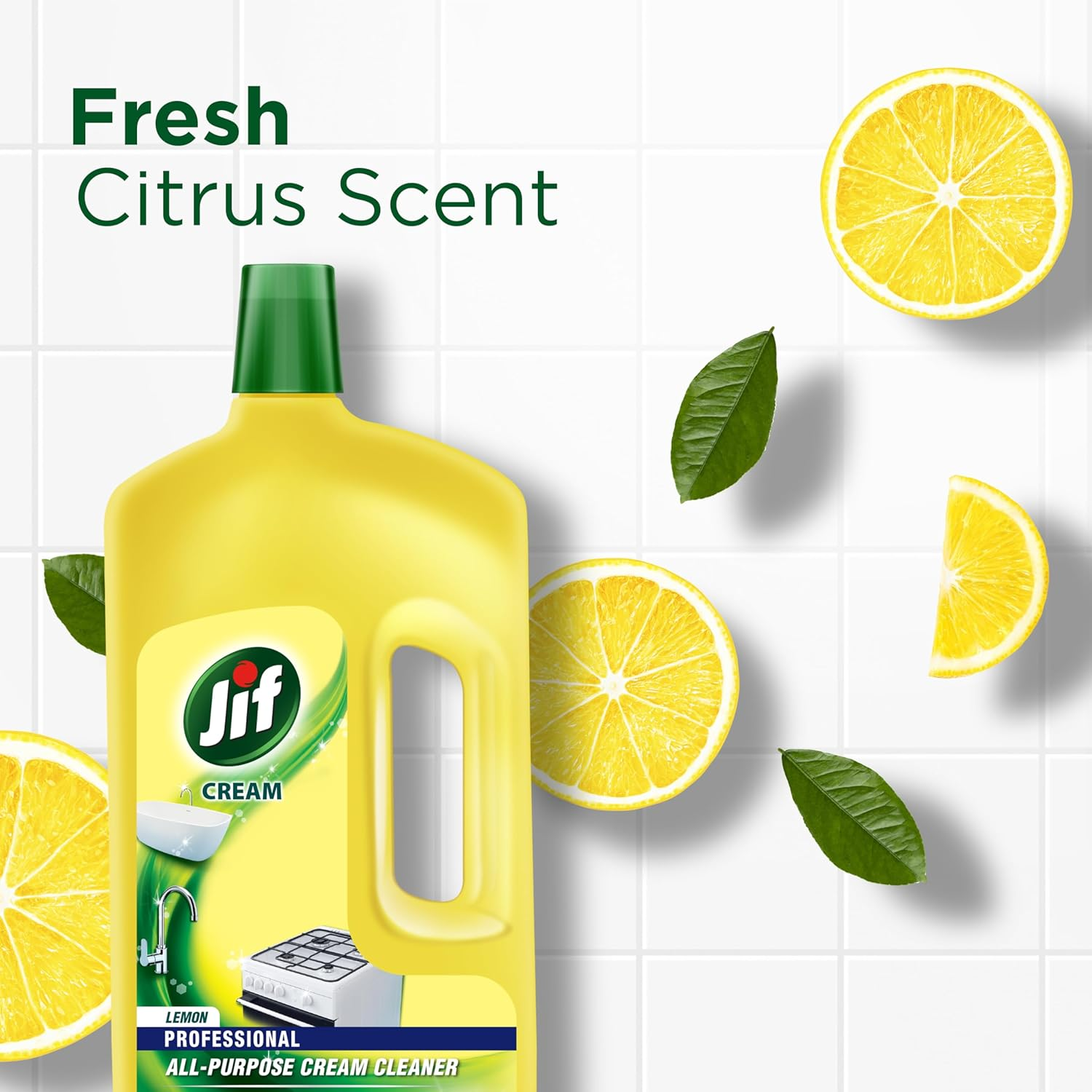 Jif Professional Lemon Cream Cleaner 1.5L &ndash; Multi-Purpose Surface Cleanser with Natural Micro Crystals &ndash; Plant-Based, Kitchen & Bathroom Use, Streak-Free Finish image number 3