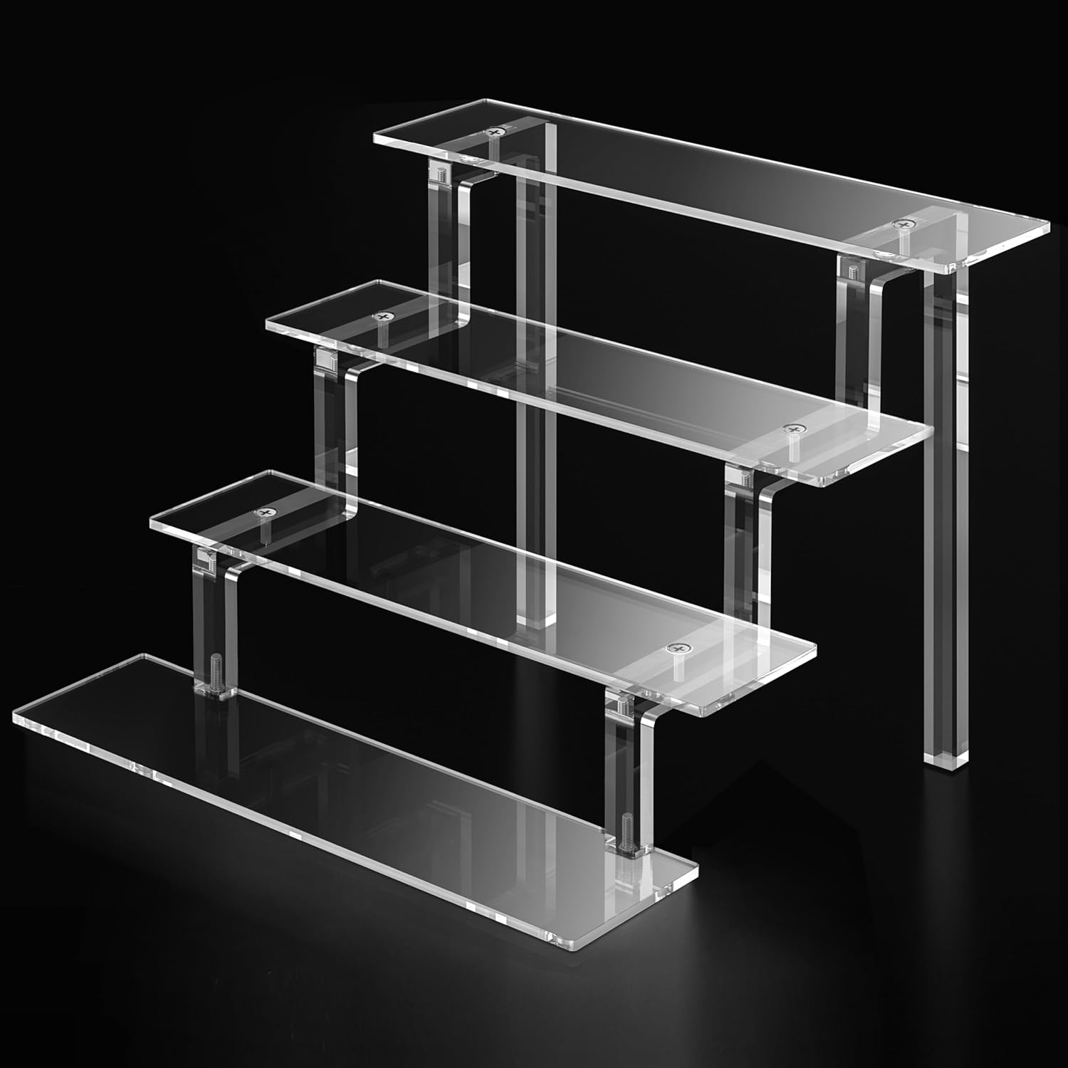 Display Stand, 12&rdquo; Perfume Organizer, Display Risers Acrylic Display Shelf for Perfume Cologne Makeup, Clear Acrylic Shelves, 4 Tier Acrylic Risers Cologne Stand for Wedding Party Birthday (1 Pack) image number 3