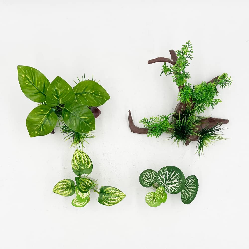 Aquarium Plants Fish Tank Decorations Composite Plastic Artificial Plant Goldfish Waterscape Fish Hides Plastic Driftwood Silk Leaf Set (Type-A) image number 1