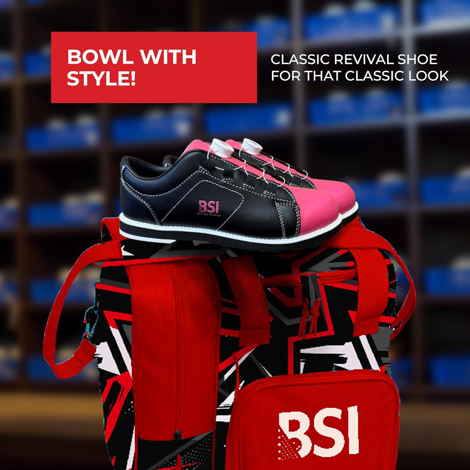 BSI Women'S Revival Dial Shoe - Lightweight Bowling Shoes with Enhanced Comfort & Support, Black/Pink image number 6