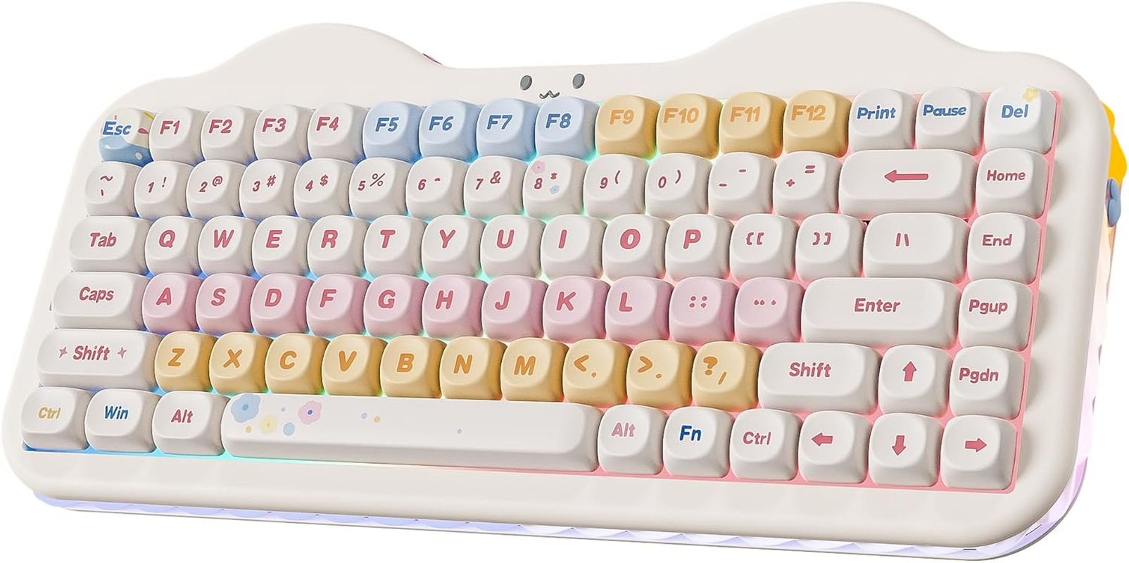 YUNZII C75 Wireless Mechanical Keyboard, 75% Layout Hot Swappable Creamy Keyboard NKRO, PBT MOA Keycaps RGB Backlit Gasket Mount,Cake Design BT5.0/2.4G/USB-C for Win/Mac/Gaming (Pink, Milk V2 Switch)