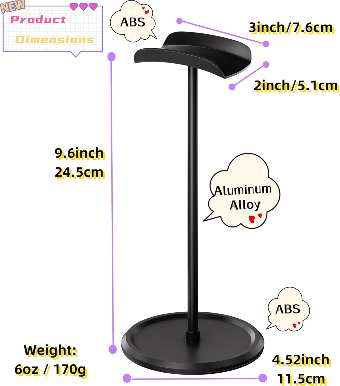 NQQNQQ Headphone Stand【1Pack】 Headphone Holder with Storage Tray Compatible for Airpods Max, Airpods, Airpods Pro, Beats, Bose and Most Gaming Headphones. 【No Tools Required】 YO-2 (White) - White image number 4