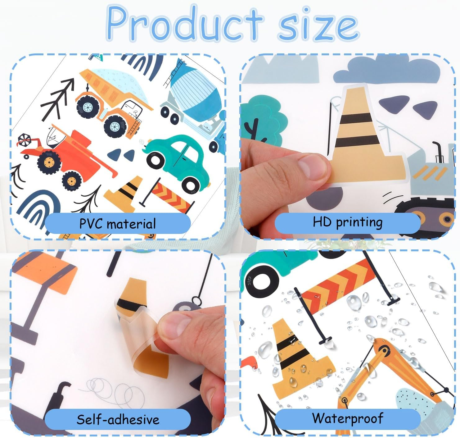 90Pcs Construction Vehicles Wall Decals, Boho Transportation Wall Stickers Engineering Vehicles Excavator Crane Trucks Peel and Stick Wall Decors for Boys Kids Babies Bedroom Decoration image number 6