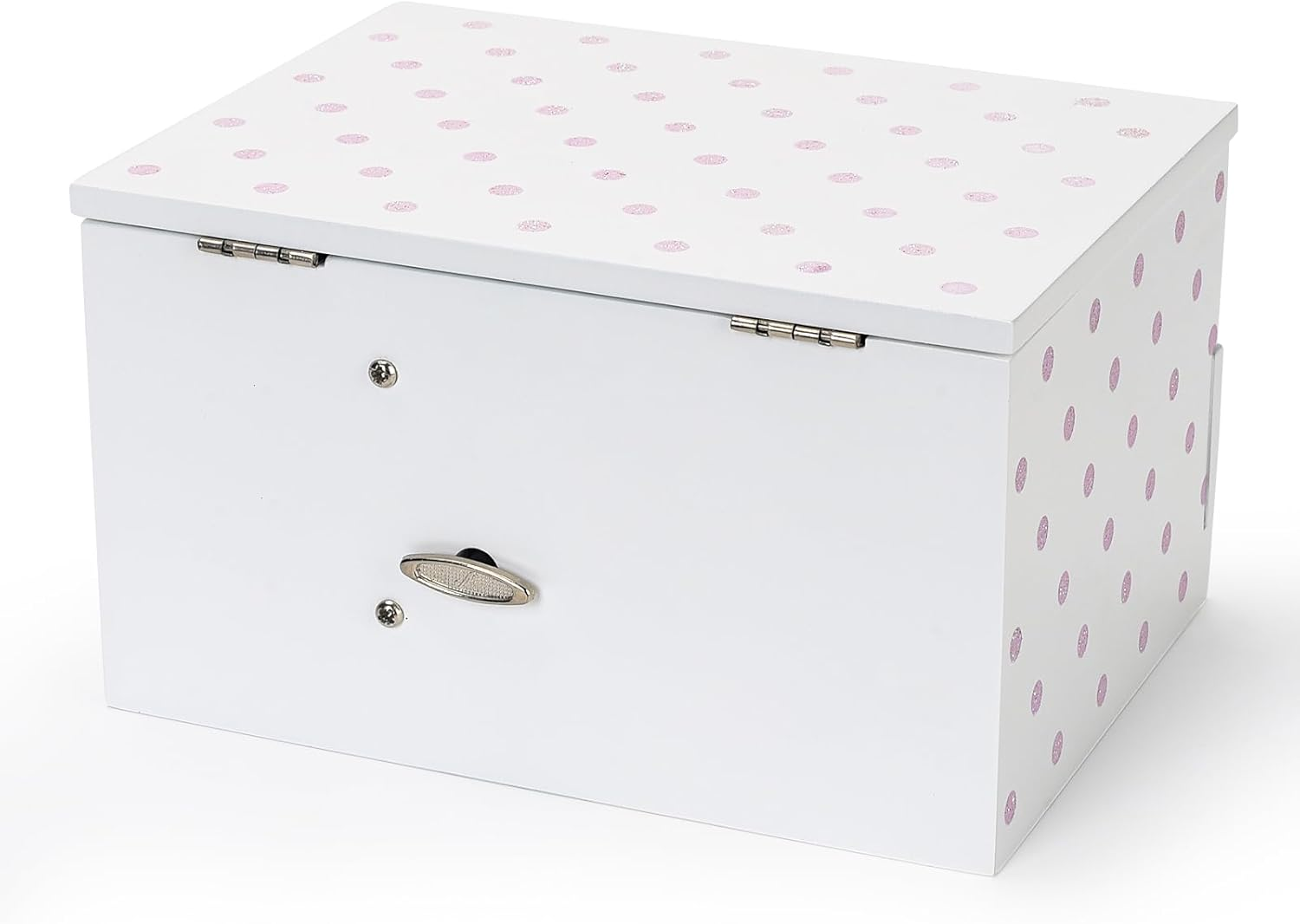 Bella Unicorn Musical Jewelry Box for Girls and Teens &ndash; Painted Wood Box with Sparkling Polka Dots &ndash; Dancing Little Unicorn &ndash; Charming Room D&eacute;cor and Childhood Memories Keepsake Box (White) image number 1