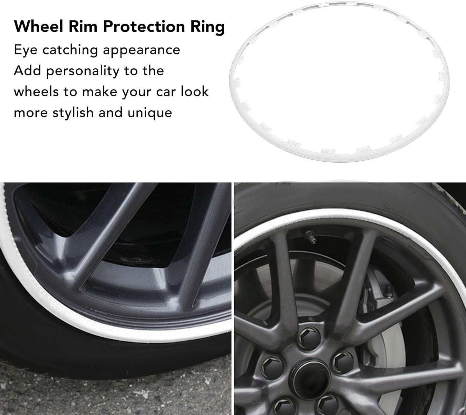4PCS Car Wheel Rim Protector, 20 Inches Wheel Guard Rim Protecting Trim Ring from Curb Rash, Wheel Edges Trim Accessories, Replacement for Tesla Model Y 2021-2023 (White) image number 3