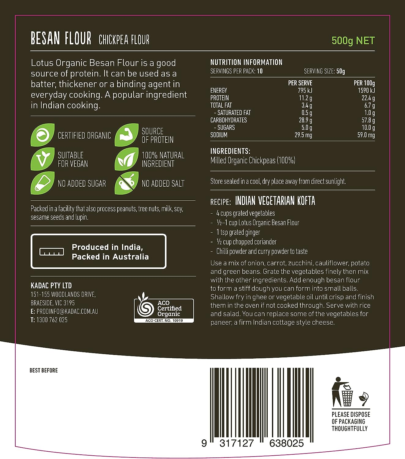 Lotus Organic Besan Flour, 500 G image number 1