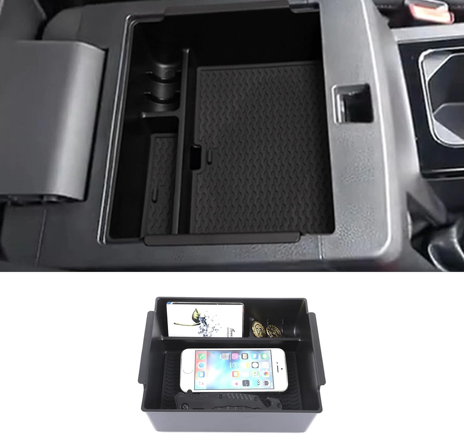 Yinaniutos Center Console Organizer Compatible with Mitsubishi Triton 2024-2025 Accessories | ABS Armrest Storage Box Insert Tray with Non-Slip Mat | 1PC Set image number 4