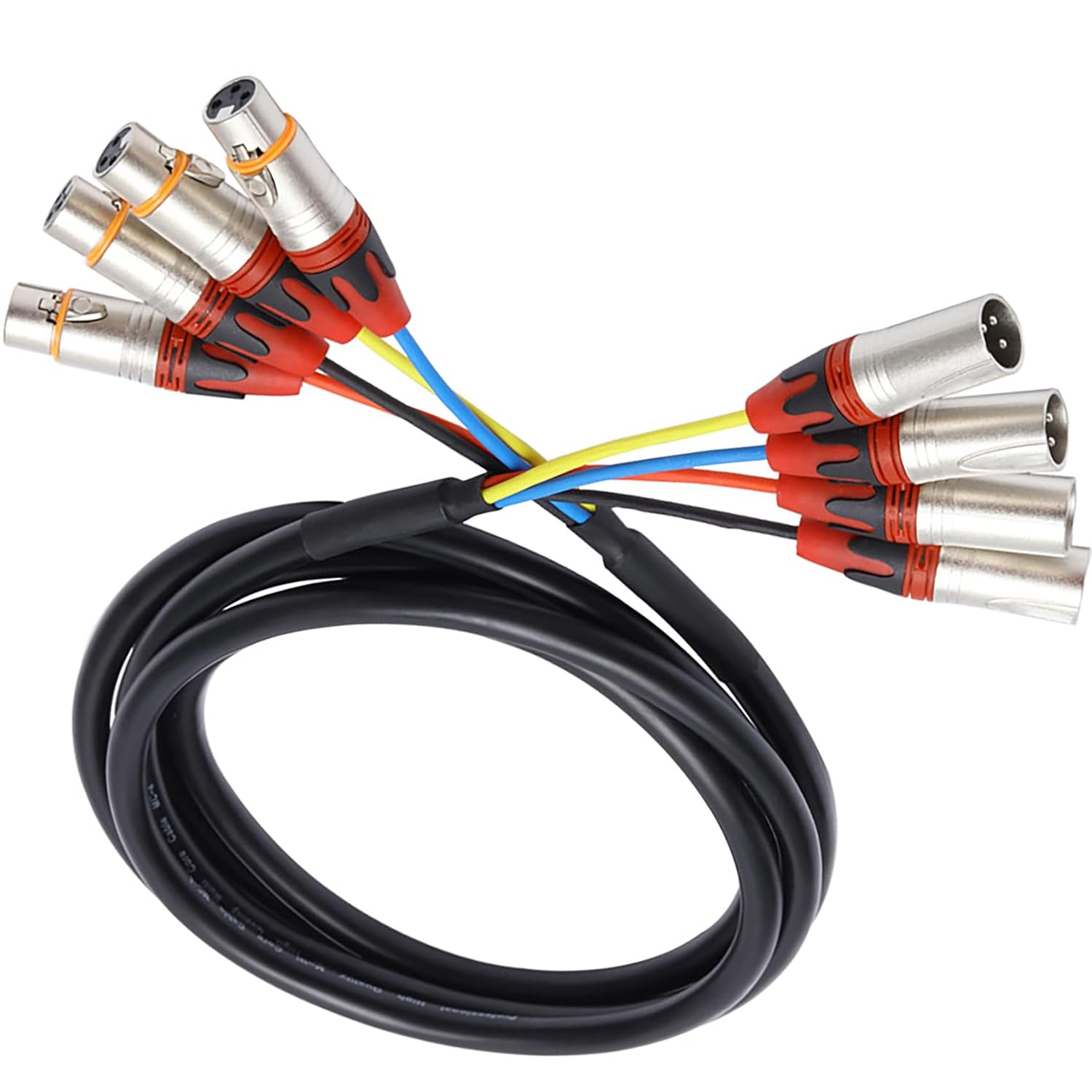 Tunghey XLR Snake Cables, 4-Channel Microphone Patch Cable Pro Audio Snake Cables XLR Male to Female Recording Color Coded Cables (1M) - 1M image number 5