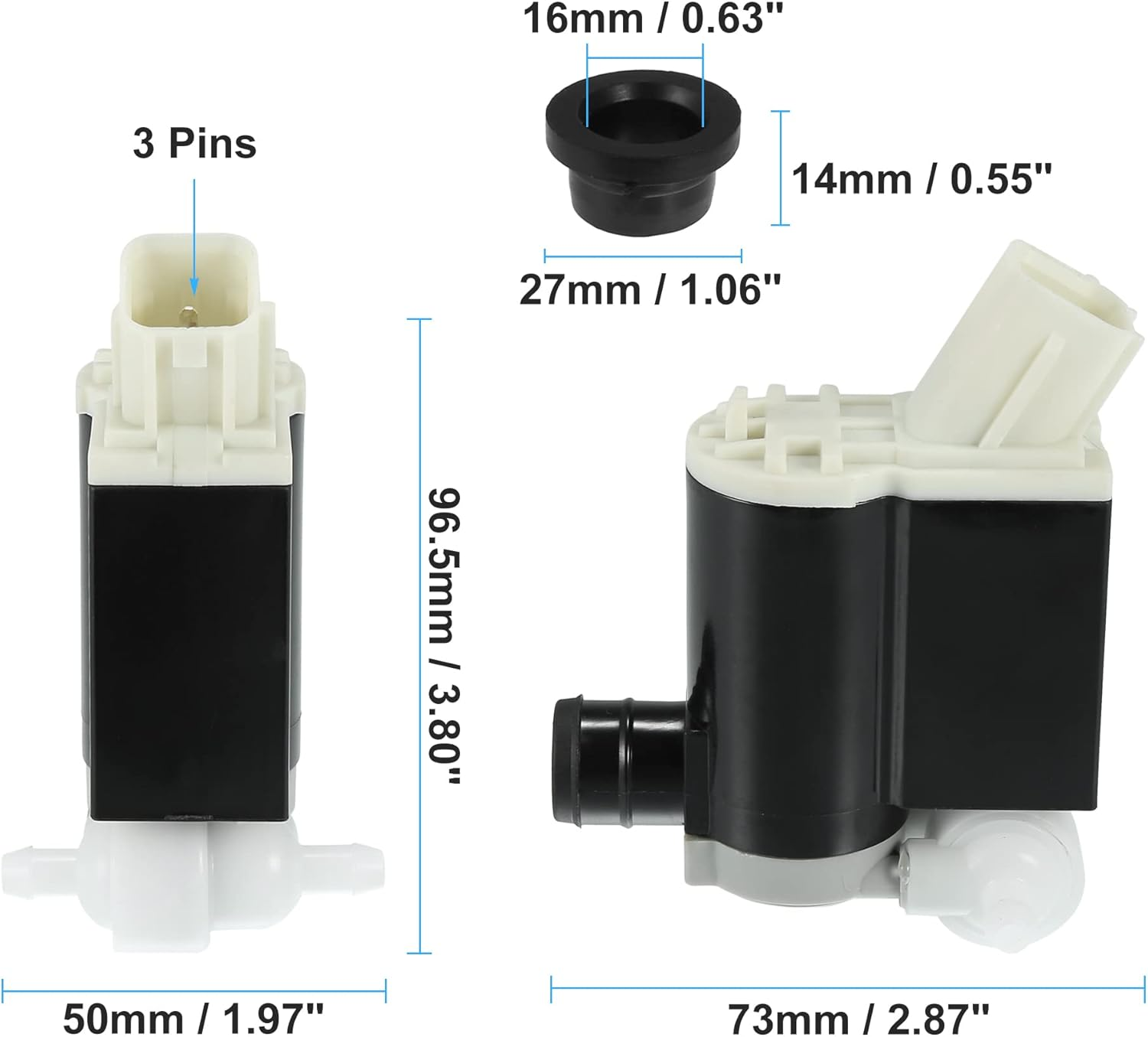 ACROPIX Windshield Washer Motor Pump Fit for Hyundai Veloster Entourage - Pack of 1 Pcs Black image number 3