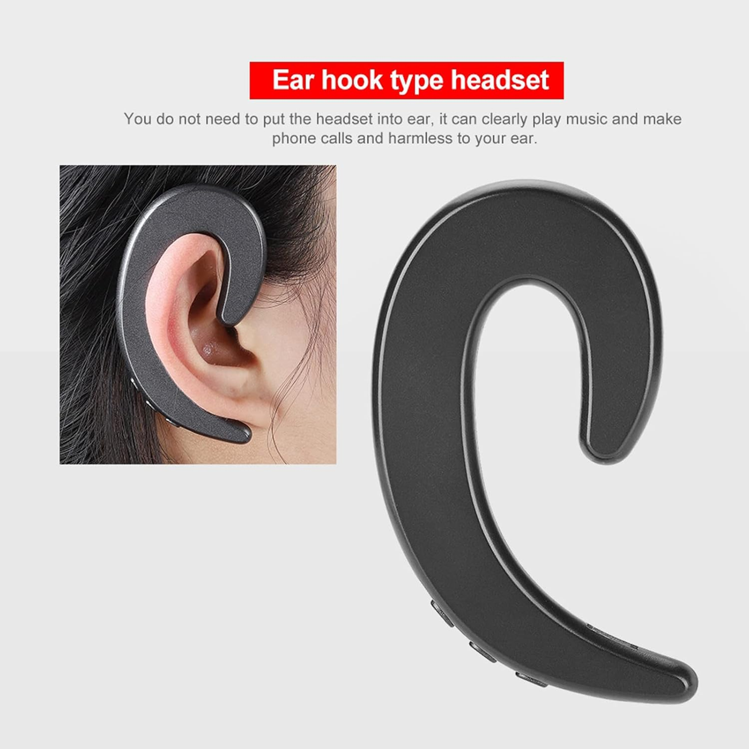 Bluetooth Headphones Wireless Pain Free Bone Conduction Headphones for Hands-Free Use (Black) image number 6