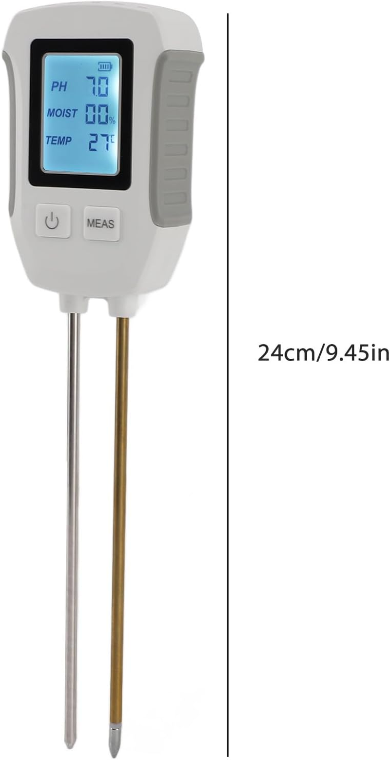 Soil Moisture Sensor Meter, 3 to 9 Soil PH Tester, 0% to 90% Moisture Range Dual Probe Soil Moisture EC Tester with Digital Display, for Gardening Farming image number 5
