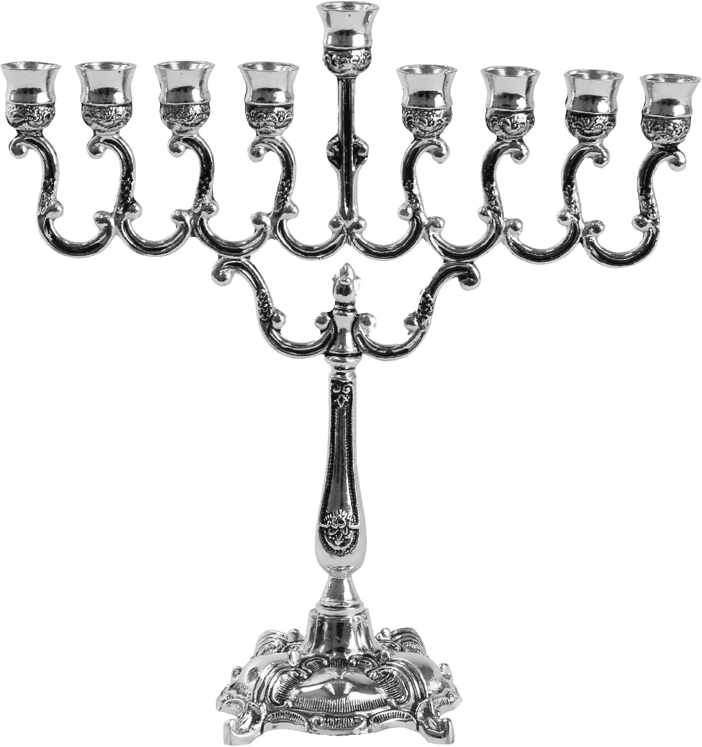 Ner Mitzvah Chanukah Silver Plated Candle Menorah - 7.5 Inch image number 3