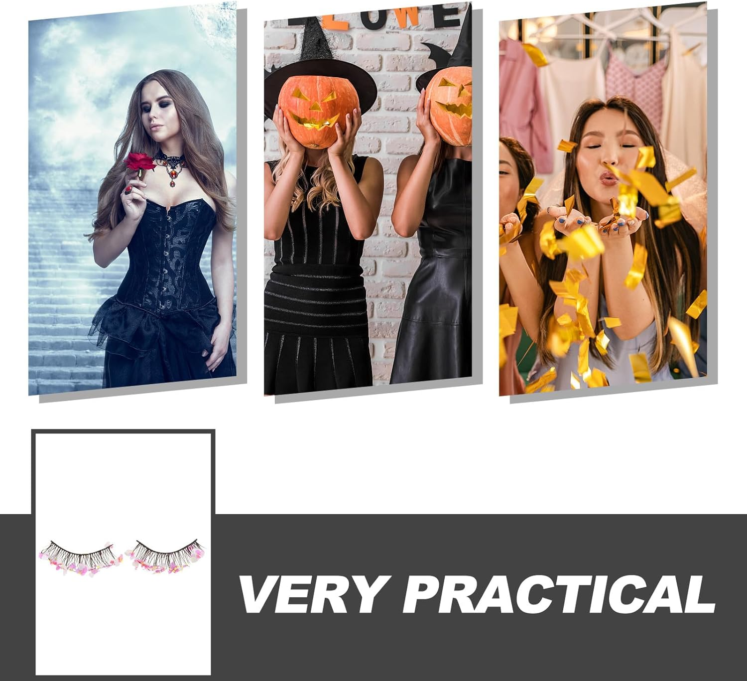 DECOMELODY Colored Glitter False Eyelashes Decorative Lashes with Luminous Stage Makeup for Festival Party Use