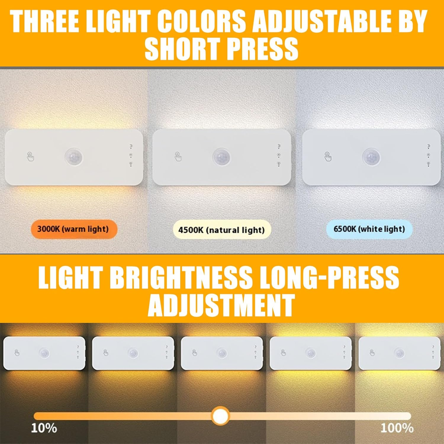 AXVRAV Pack of 6 Night Light with Motion Sensor Indoor, Rechargeable LED Stair Lights with Magnetic Mounting, Adjustable Brightness & 3 Colour Temperatures for Hallway, Staircase, Children'S Room image number 5