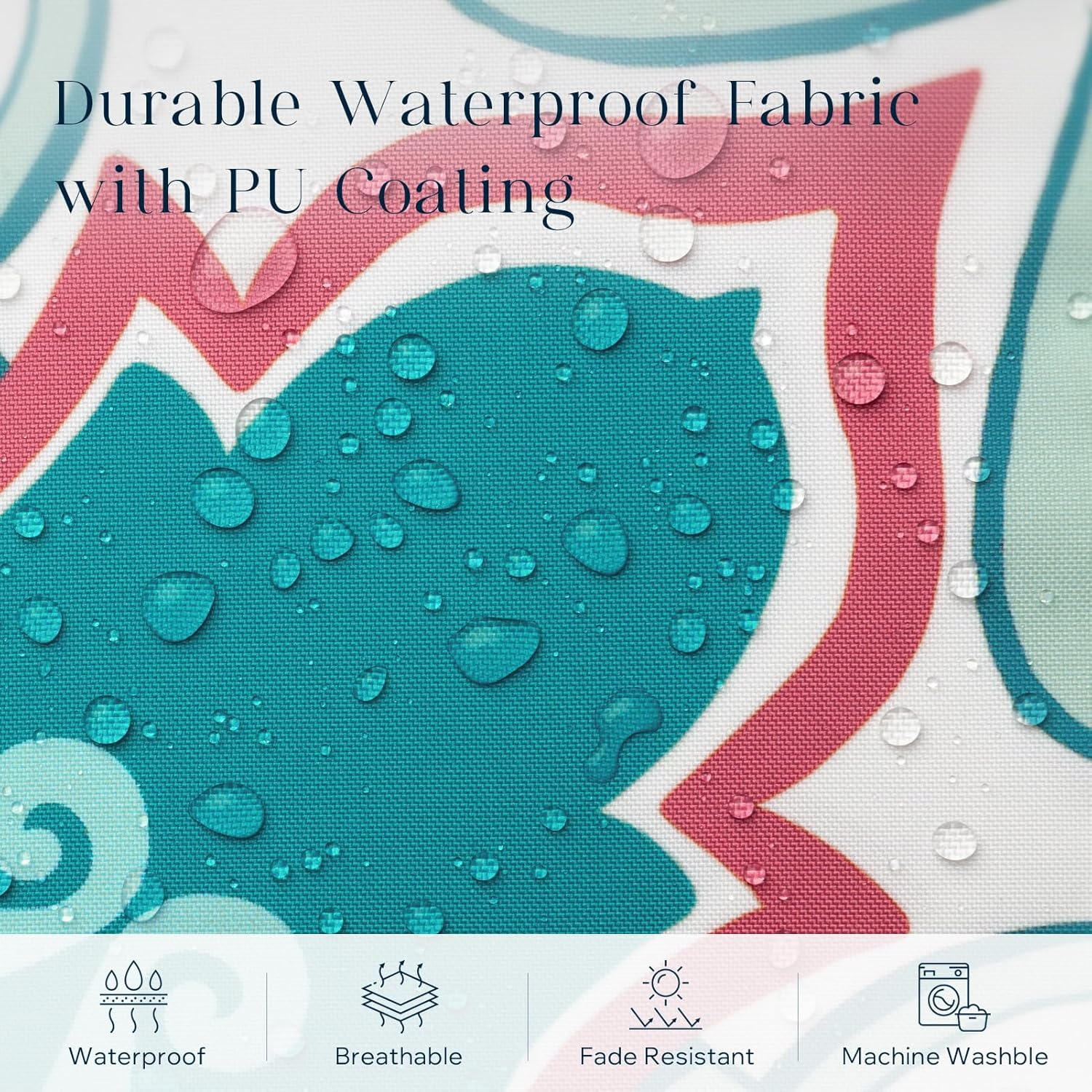 Phantoscope Set of 4 Outdoor Waterproof Throw Pillow Covers, Geometric, Decorative Boho Farmhouse Outdoor Pillows Cushion Case for Home Patio Furniture Tent Sunbrella, Teal/Pink 18X18 Inches image number 5