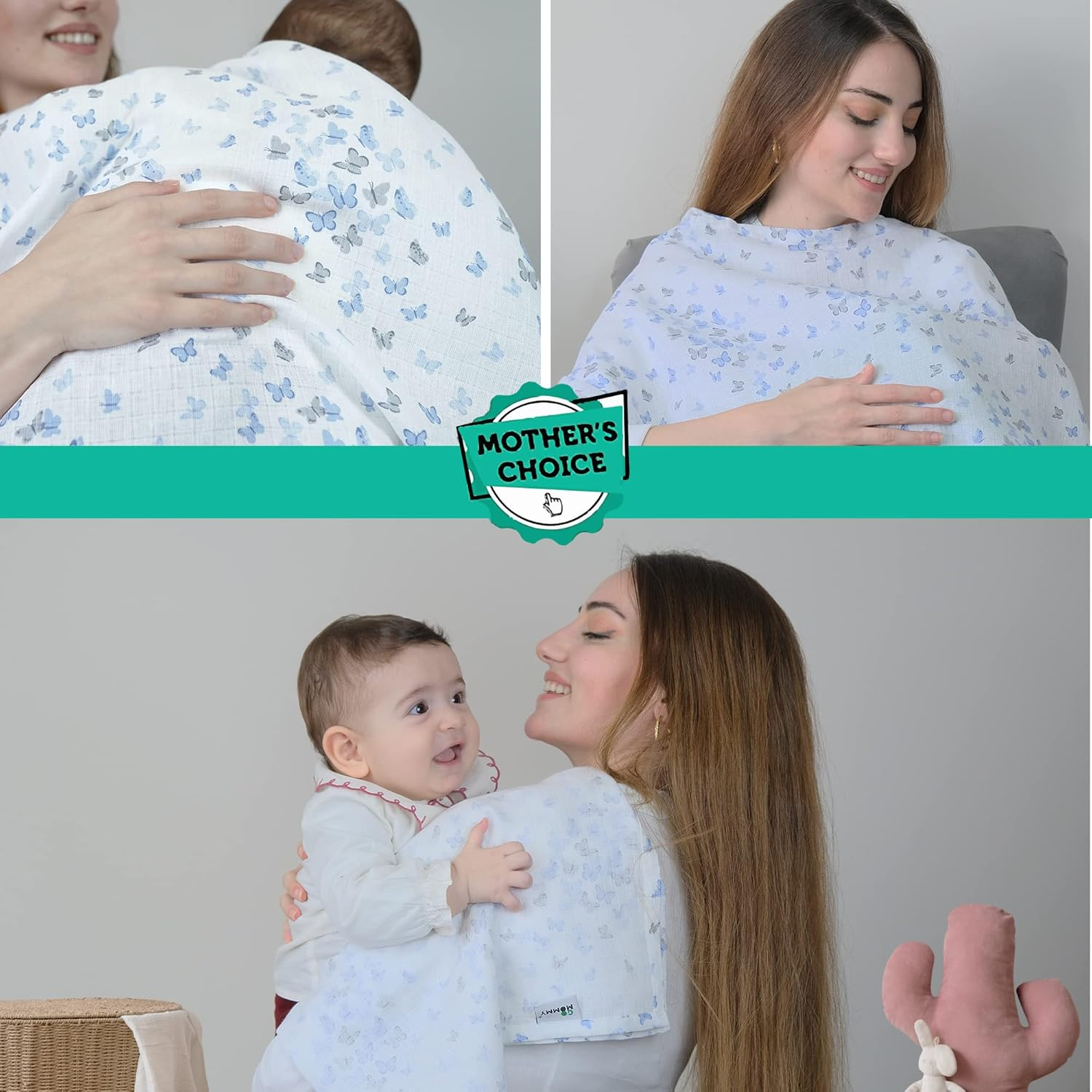 Go Mommy Muslin Nursing Cover for Baby Breastfeeding, Breathable 100% Cotton Breastfeeding Cover for Mother Nursing Apron, Multi-Use Carseat Canopy