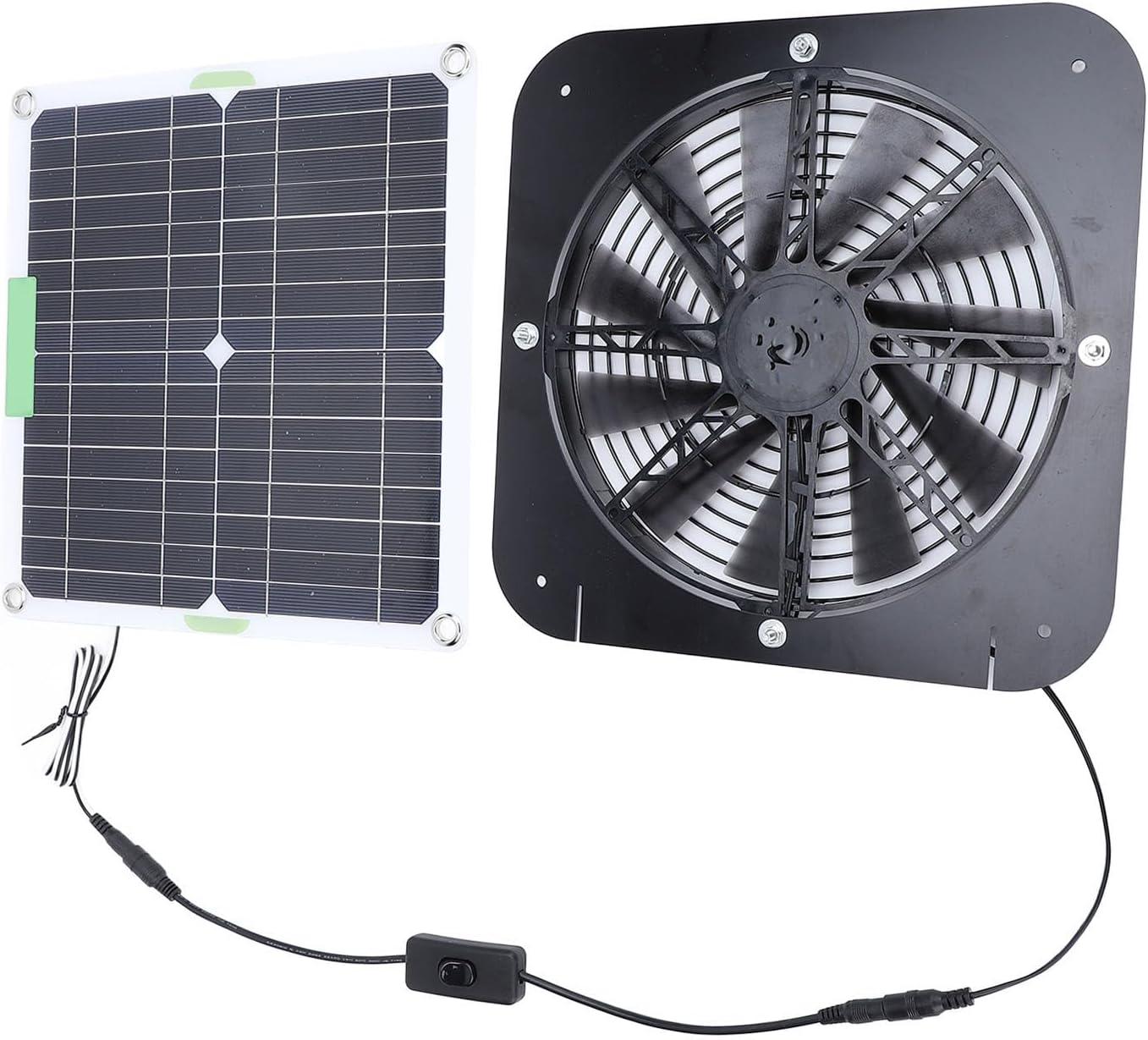 100W Greenhouse Fans Solar Solar Attic Fan 13.5 Inch with Switch Cord for Dog Chicken House Shed Kennel Attic image number 2