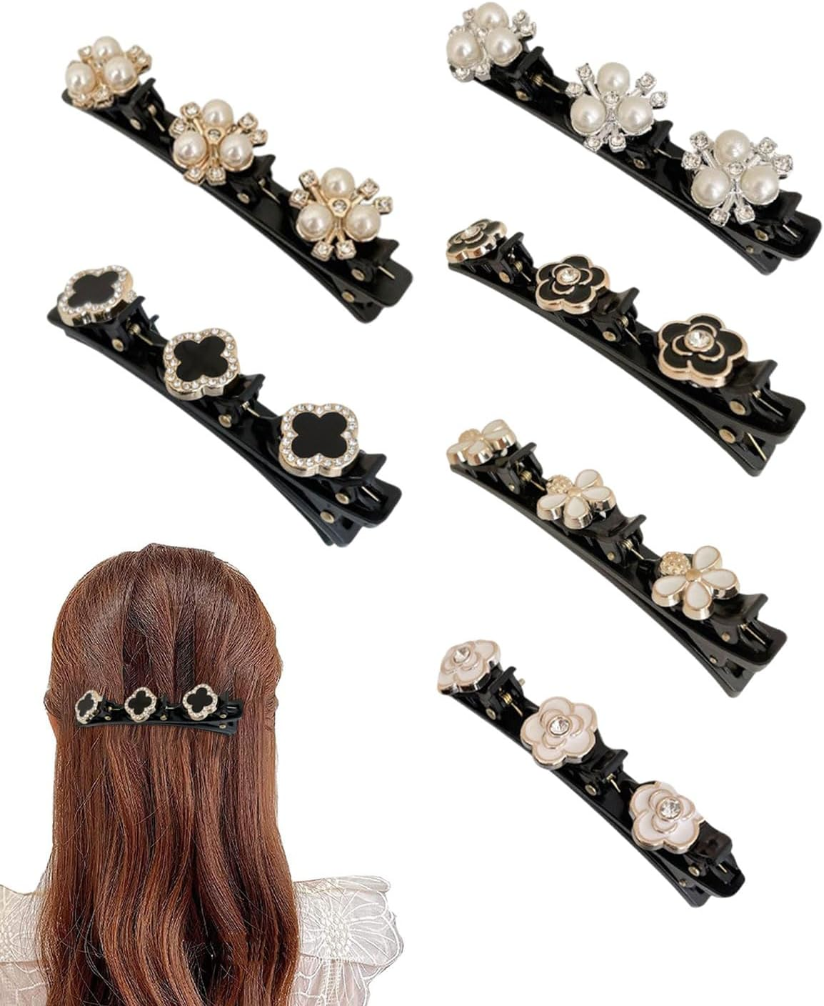 MYGLOAR Set of 6 Seamless Hair Clips, Women Hair Clips, Crystal Hair Clips, Women'S Double Layer Hair Clips, Suitable for Hair and Makeup, Daily Use, Parties, Weddings image number 5