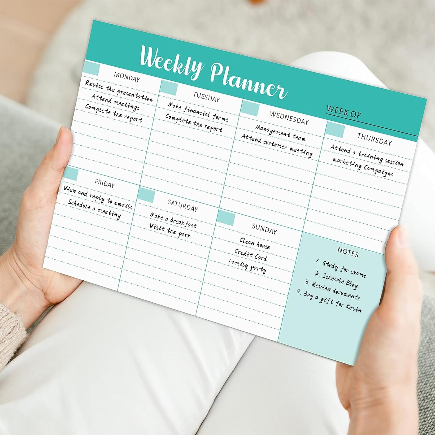 Undated Weekly Planning Pad, 52 Sheets Tear off to Do List Pad with Daily Schedule, 100Gsm Paper, 25.4X19 Cm - Student, Work Planner image number 1