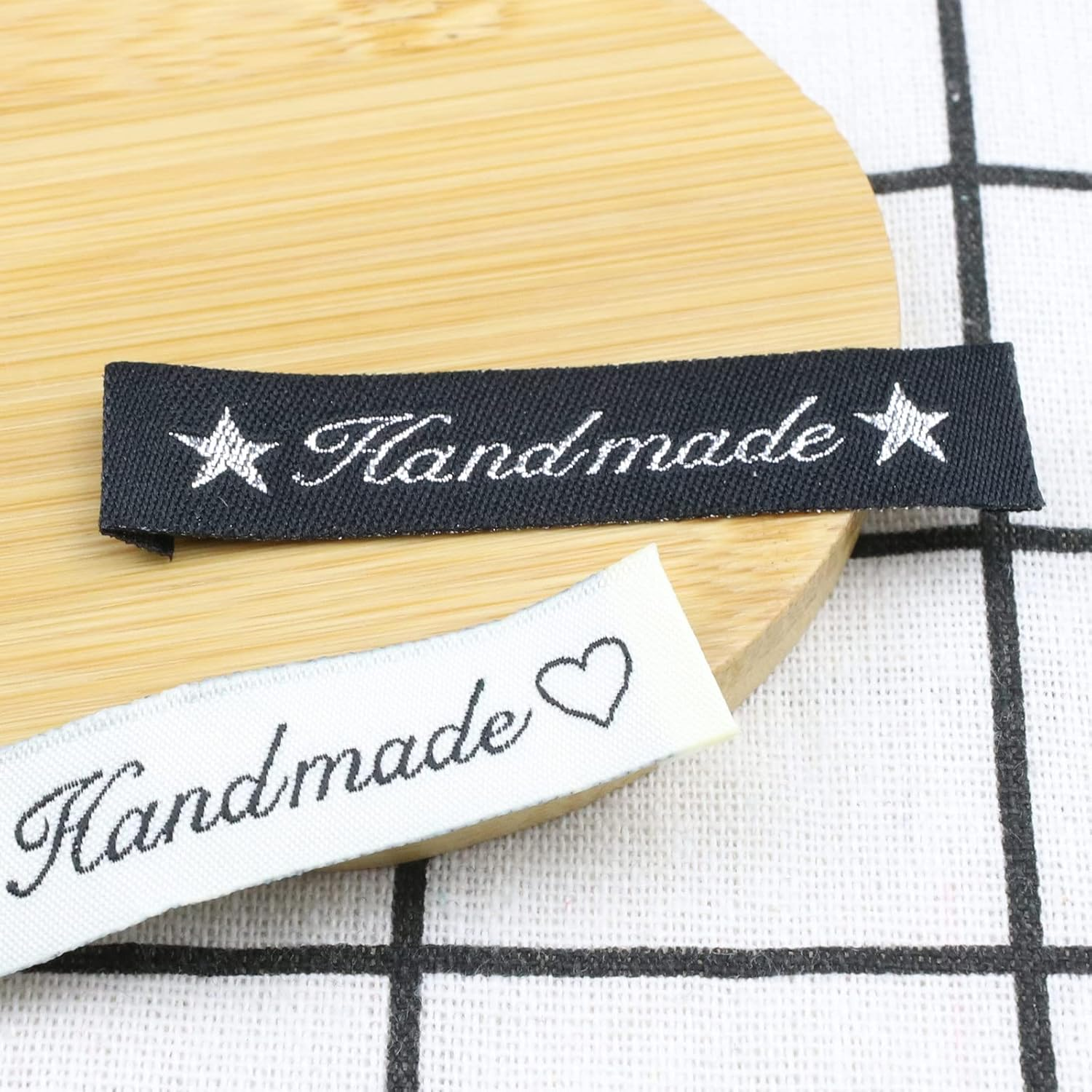 VGOL 200PCS Handmade Fabric Labels Garment Tags Sewing Clothes Textile Labels Handmade Clothing Decoration Accessories 60X15Mm image number 3