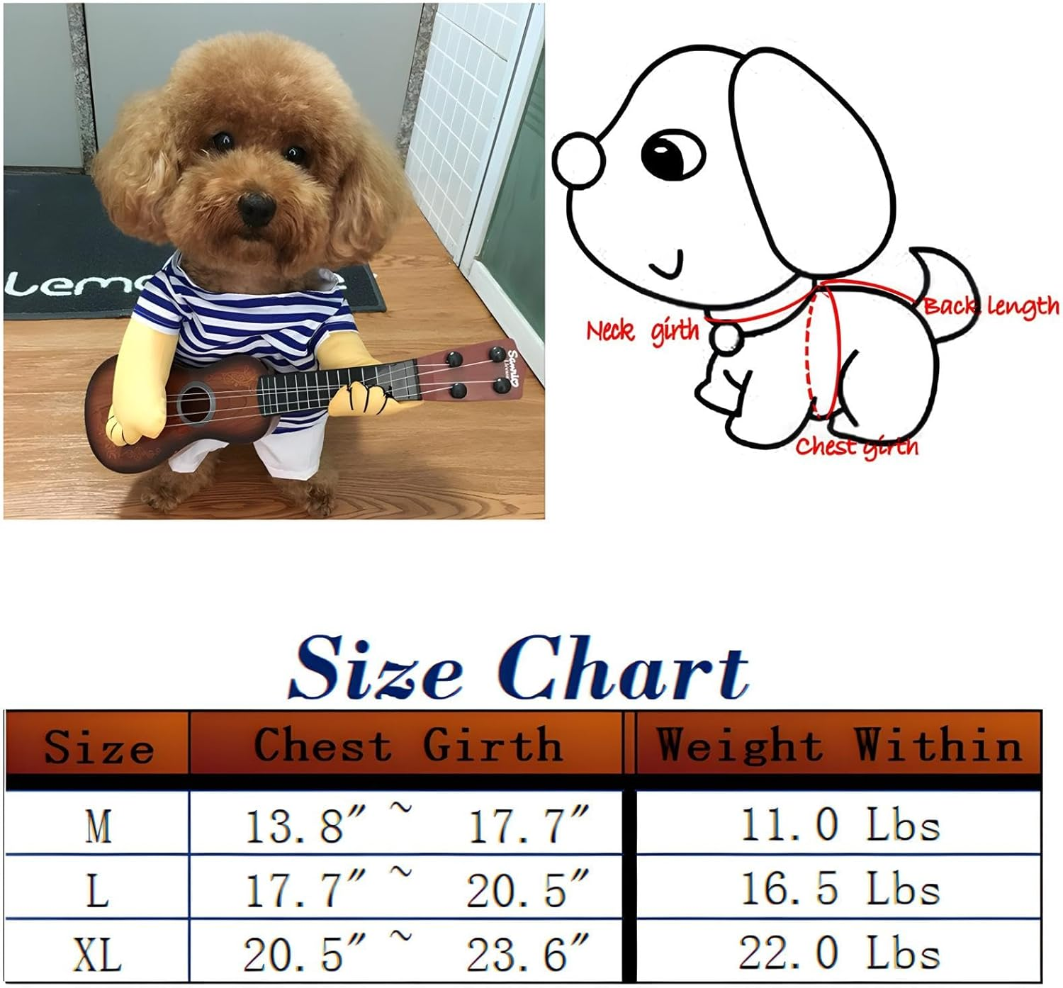 NACOCO Pet Guitar Costume Dog Costumes Cat Halloween Christmas Cosplay Party Funny Outfit Clothes (L) image number 5