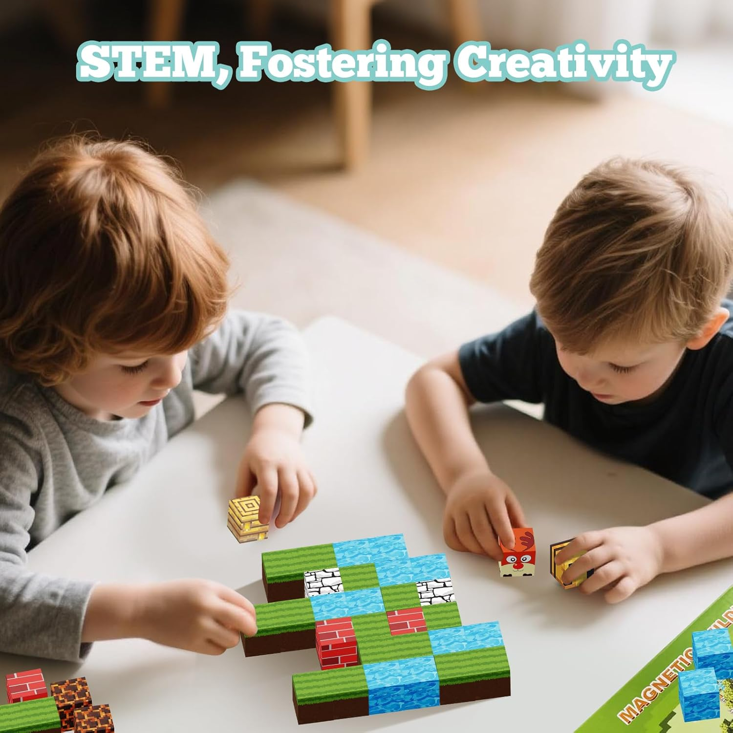 Elfew 132PCS Magnetic Blocks for 3+ Year Old Boys & Girls, STEM Magnetic Tiles Building Blocks, Building Games Sensory Toys, Stacking Toys for Kids, Indoor & Outdoor Play