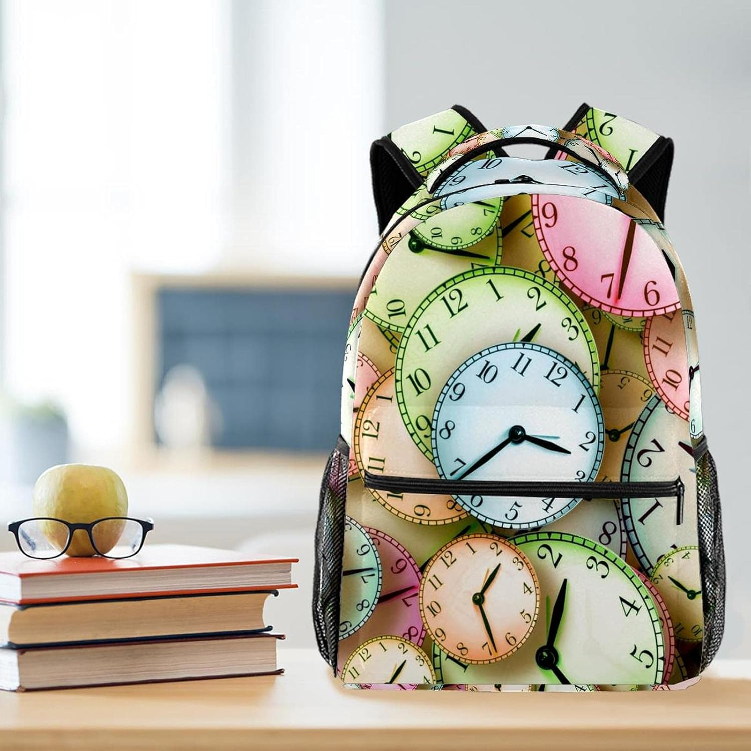 Clock Backpack Students Shoulder Bags Travel Bag College School Tote Backpacks image number 1