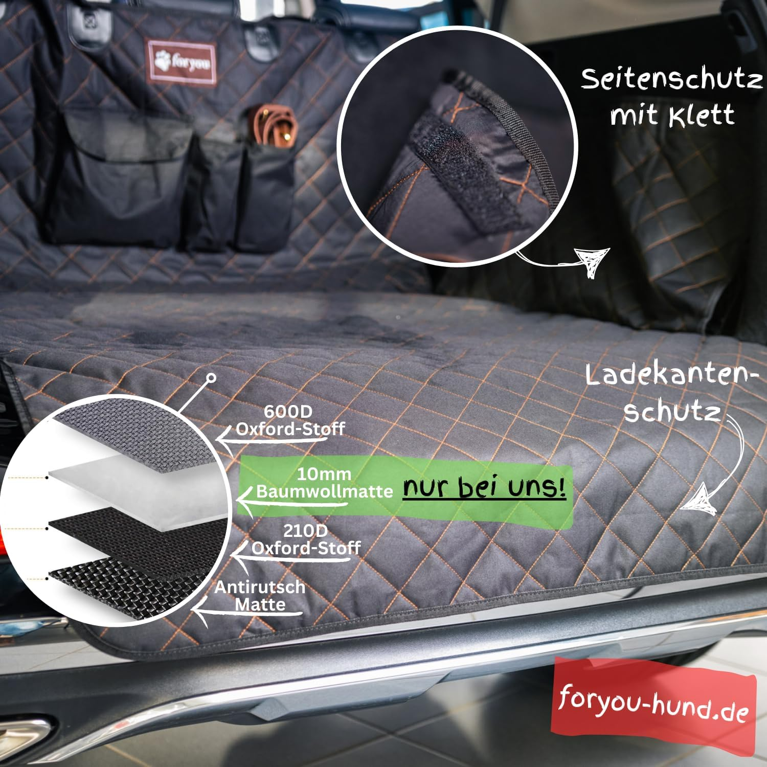 Foryou&reg; Car Boot Protector with Boot Sill Protection Including Cooling Mat &ndash; Universal Boot Protection Mat for Dogs Water-Repellent &ndash; Scratch-Resistant Car Blanket, Premium Quality, Made in Germany image number 3