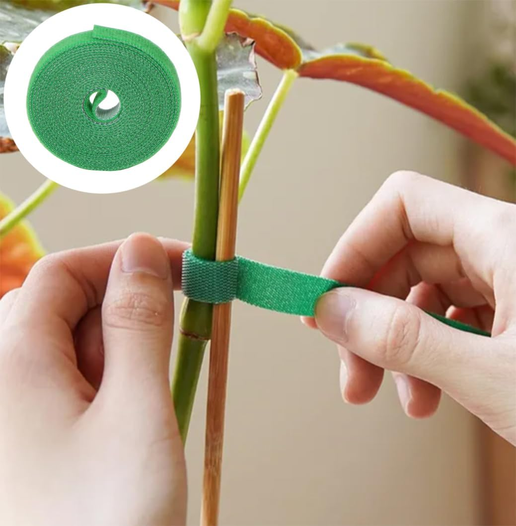 80 Feet Garden Tie Tape, Betterjonny 1.2Cm Reusable Plant Ties for Climbing Plants Green Nylon Adjustable Plant Support for Flowers, Tomato, Vines, Tree image number 4