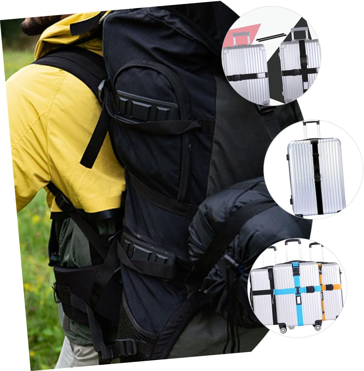 LRXIYODE Luggage Straps Adjustable Travel Luggage Straps with Buckle for Secure Suitcase Packing 5Pcs image number 1