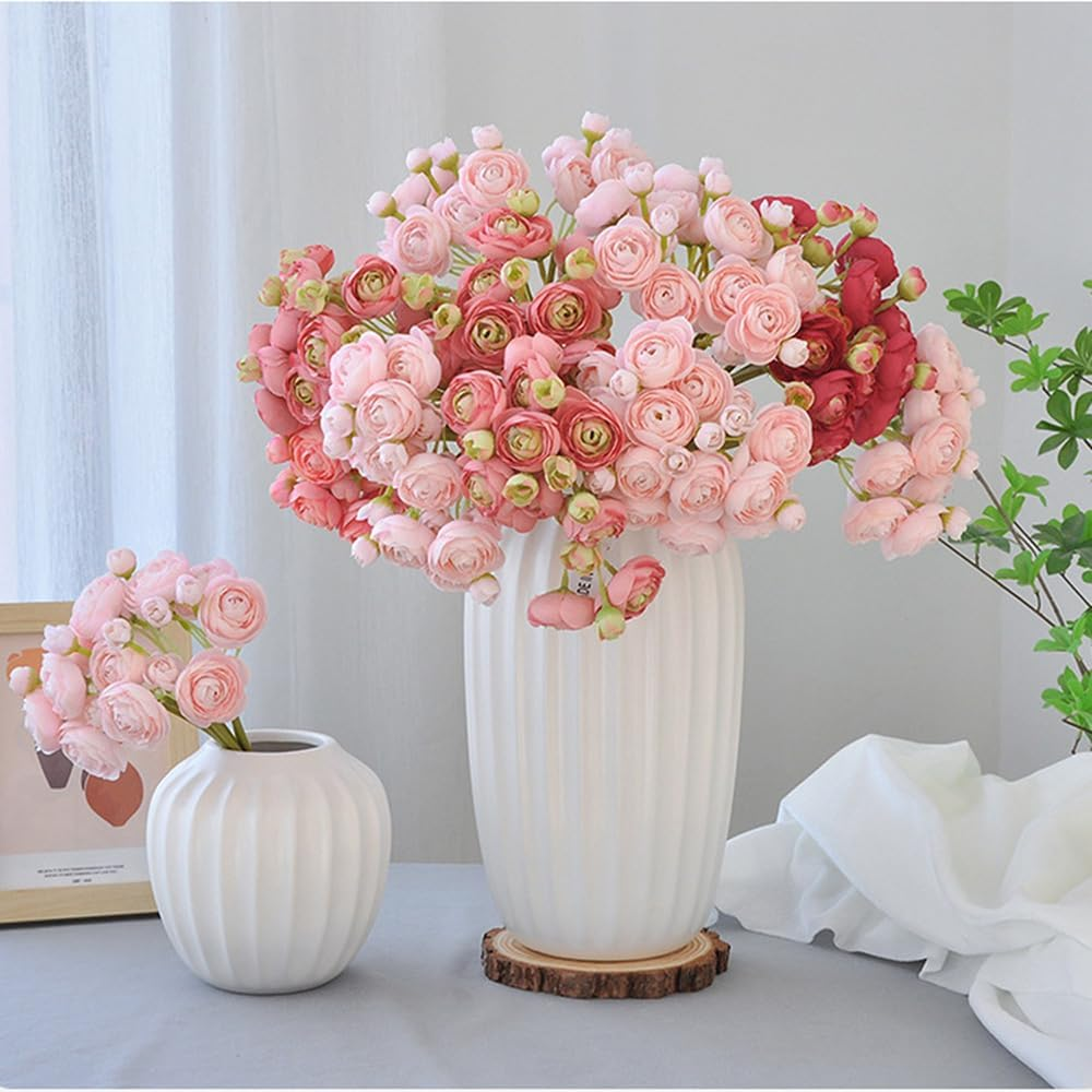 AU021-2 Pale Pink Artificial Water Lily Bouquet, 1 Pcs Fake Silk Flower Family Office Store Hotel Wedding Display Cabinet Bouquet Ideal Decoration, 10.2"(26Cm) - Dark Pink image number 7