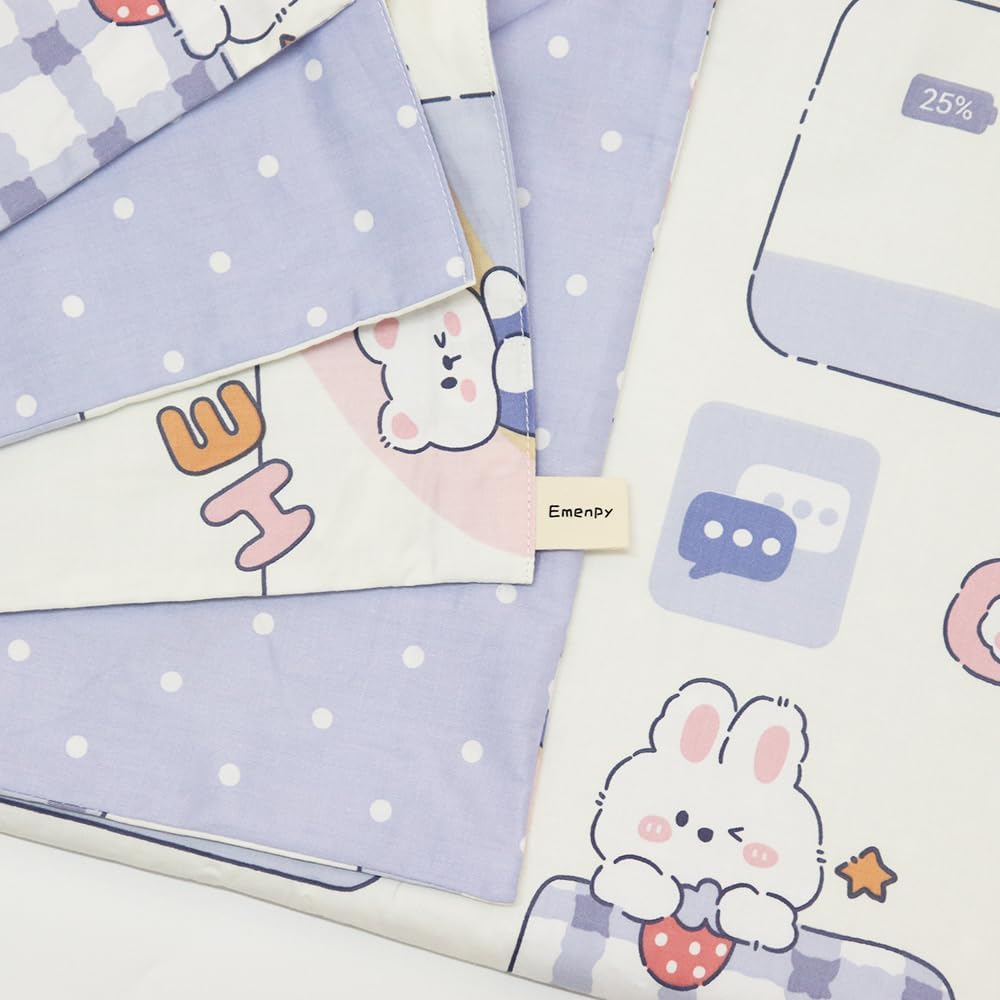 100% Cotton Crib Bedding Set for Toddler Boys Girls,3Pcs Baby Bed Linen Include Duvet Cover Fitted Sheet Pillowcase Nursery Decoration (Purple) image number 5