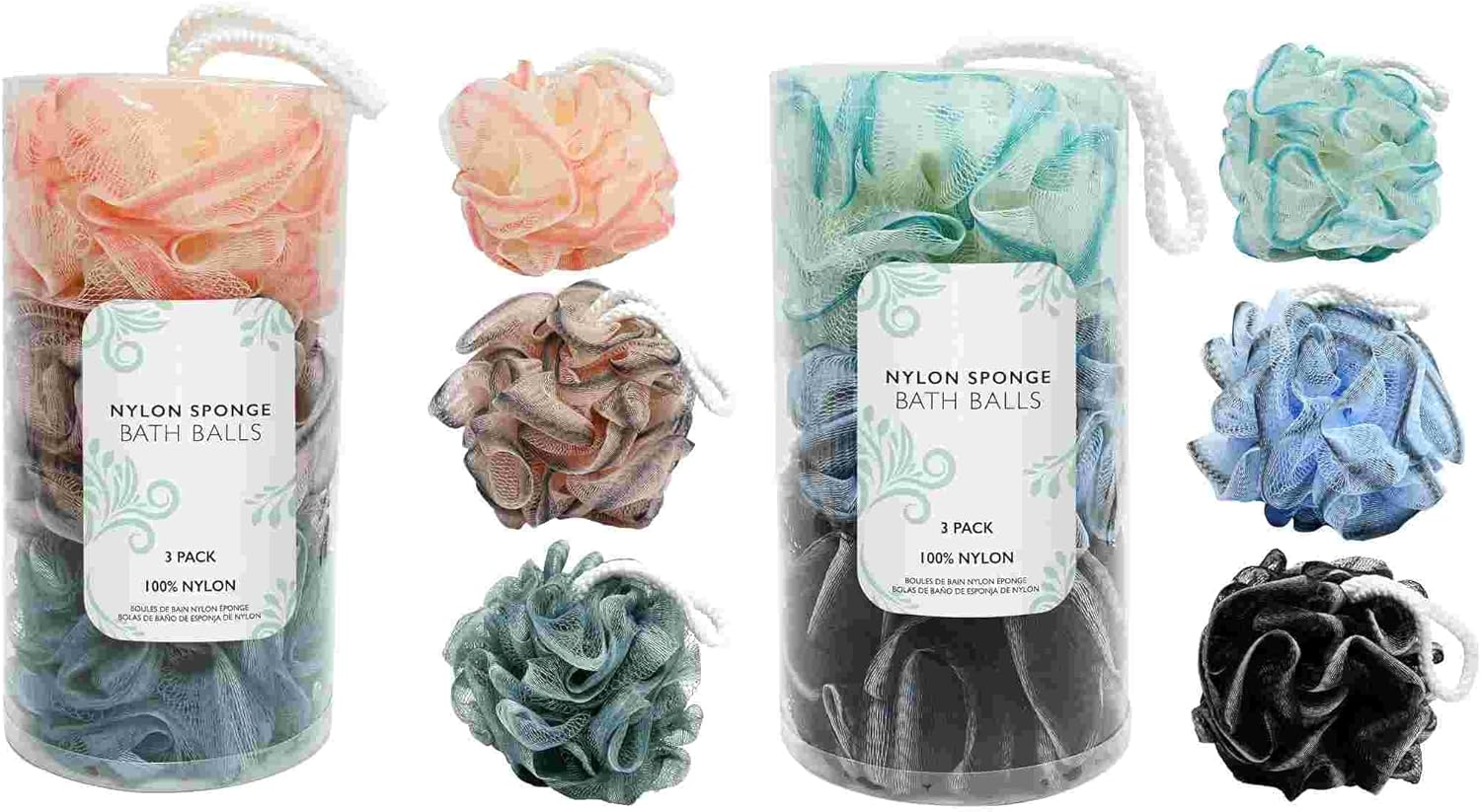 UBL Bath Ball Nylon Sponge, 2 Assorted (Pack of 3)