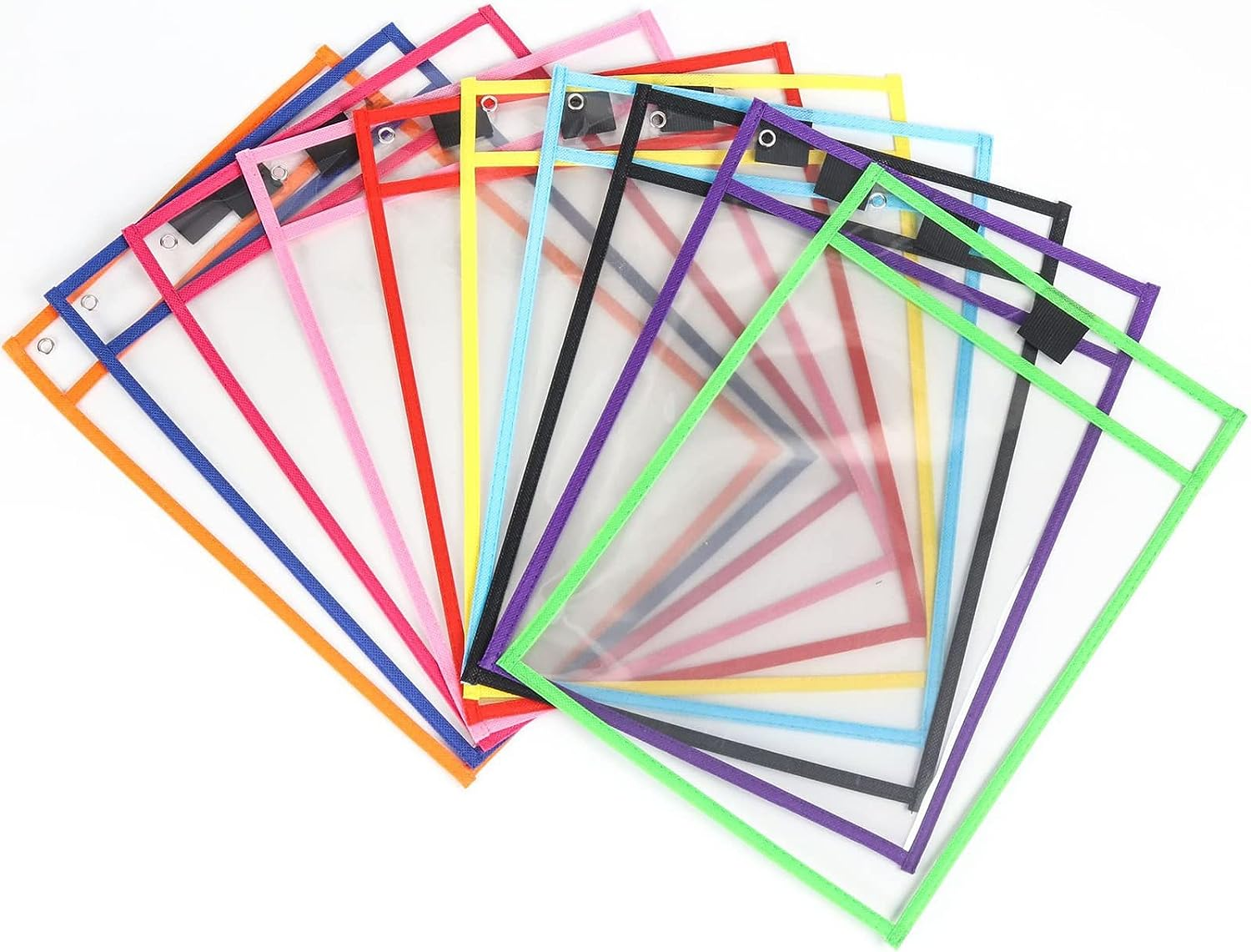 Dry Erase Pockets, 10 Pack Reusable Plastic Sleeves for Paper, Clear, Dry Erase Pocket Sleeves, Clear Document Sleeves,Clear Shop Ticket Holders image number 5